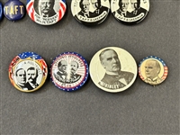 (28) Early President Celluloid Pinbacks; McKinley, Taft, Coolidge, Cleveland, Harding, Truman, Hoover