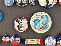 (28) Early President Celluloid Pinbacks; McKinley, Taft, Coolidge, Cleveland, Harding, Truman, Hoover