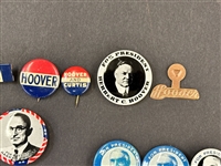 (28) Early President Celluloid Pinbacks; McKinley, Taft, Coolidge, Cleveland, Harding, Truman, Hoover