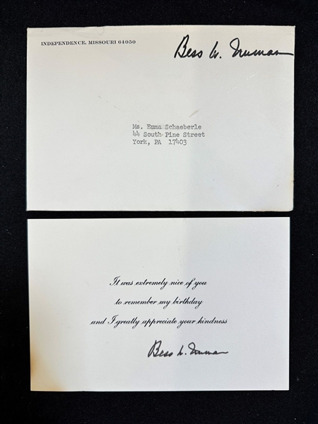 Bess Truman Hand Signed Note with Envelope