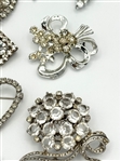 (13) Vintage Clear Rhinestone Brooches