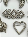 (13) Vintage Clear Rhinestone Brooches