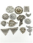 (14) Vintage Clear Rhinestone Brooches
