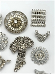 (14) Vintage Clear Rhinestone Brooches