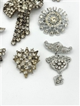 (14) Vintage Clear Rhinestone Brooches