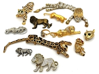 (12) Group of Lions and Tiger Brooches