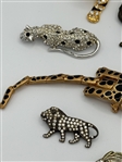(12) Group of Lions and Tiger Brooches