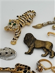 (12) Group of Lions and Tiger Brooches