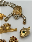 (12) Group of Lions and Tiger Brooches