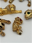 (12) Group of Lions and Tiger Brooches