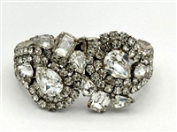 (4) Vintage Clear Rhinestone, Chunky Bracelets
