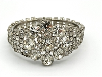(4) Vintage Clear Rhinestone, Chunky Bracelets