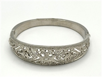 (4) Vintage Clear Rhinestone, Chunky Bracelets