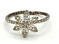 (4) Vintage Clear Rhinestone, Chunky Bracelets