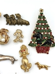 Group of Vintage Signed Dog Brooches; Beau Sterling, Ciner, Crown Trifari