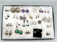 (22) Pairs Sterling Silver Earrings