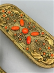 Antique Gold Tone Coral Cabochon Dresser Brushes