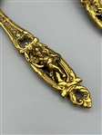 Antique Gold Tone Dresser Brush and Mirror With Citrine Colored Stone