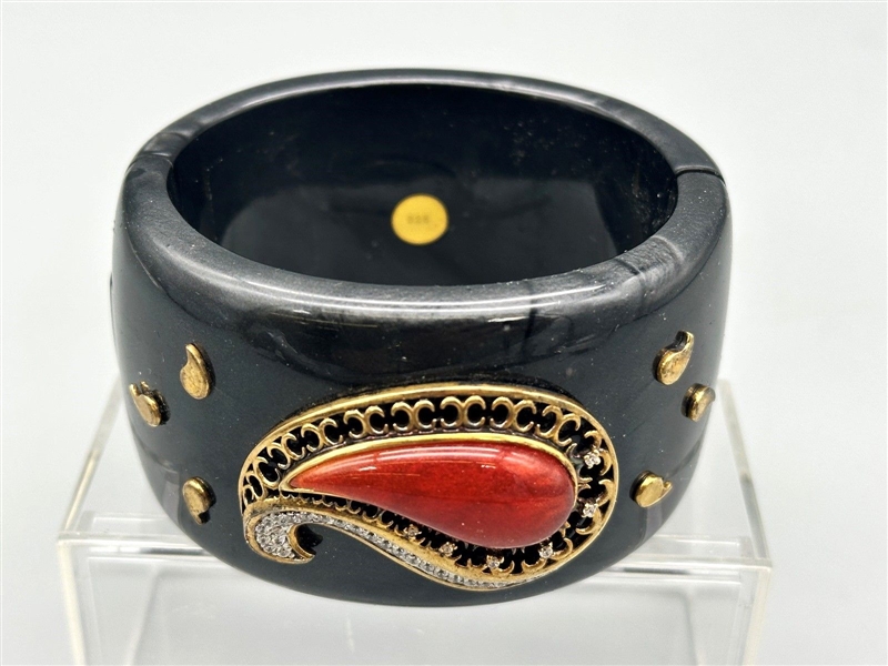 .925 Sterling Silver Vermeil and Diamond Bangle Bracelet