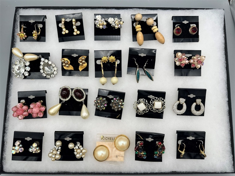 (20) Pairs of Signed Costume Jewelry Earrings; Bogoff, Hobe, Others
