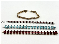 (4) Fancy Vintage Rhinestone Statement Bracelets: J.F. Sturdy