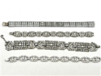 (4) Fancy Vintage Rhinestone Statement Bracelets