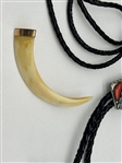 (2) Bolo Ties With Eagle Hand Carved Bone, and Zuni Sterling Silver and Turquoise