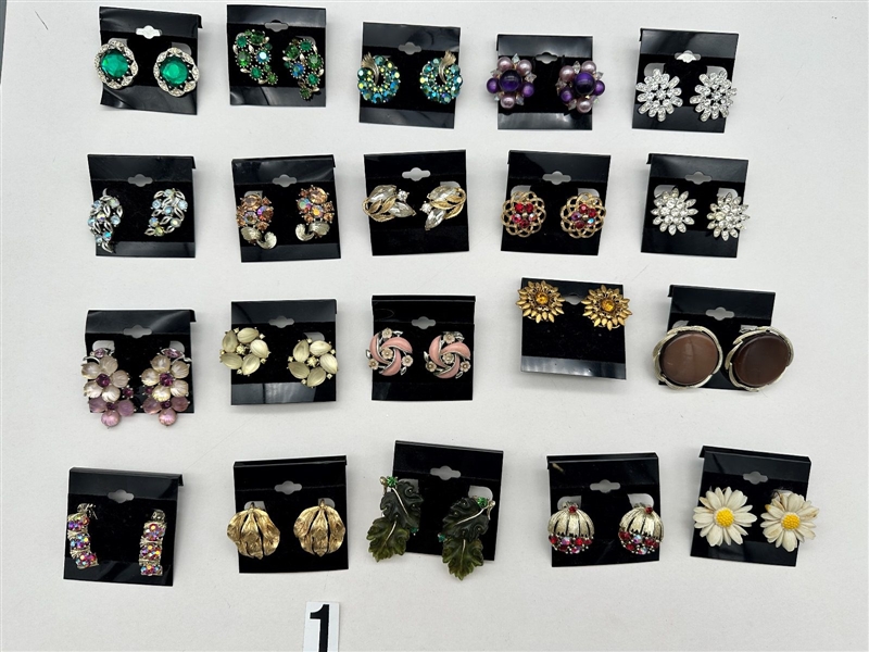 (20) Pairs of Signed Costume Jewelry Earrings; Sarah Cov, Lisner