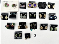(18) Pairs of Signed Costume Jewelry Earrings: (9) Crown Trifari, Emmons, Others