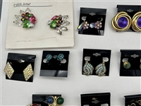 (18) Pairs of Signed Costume Jewelry Earrings: (9) Crown Trifari, Emmons, Others