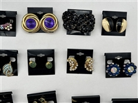 (18) Pairs of Signed Costume Jewelry Earrings: (9) Crown Trifari, Emmons, Others