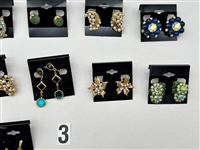 (18) Pairs of Signed Costume Jewelry Earrings: (9) Crown Trifari, Emmons, Others