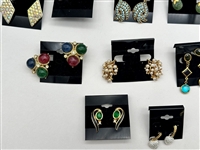 (18) Pairs of Signed Costume Jewelry Earrings: (9) Crown Trifari, Emmons, Others
