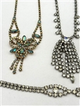 Group of Vintage Clear Rhinestone Jewelry; Necklaces, Bracelets, Earrings