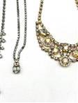 Group of Vintage Clear Rhinestone Jewelry; Necklaces, Bracelets, Earrings