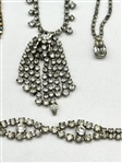 Group of Vintage Clear Rhinestone Jewelry; Necklaces, Bracelets, Earrings