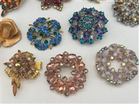 (19) Vintage Signed Jewelry Brooches; Raleigh Gold Filled, Sarah Cov, Others