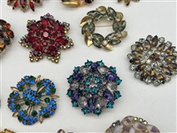 (19) Vintage Signed Jewelry Brooches; Raleigh Gold Filled, Sarah Cov, Others