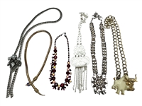 (6) Statement Costume Jewelry Necklaces: Trifari, Enamel, Snake