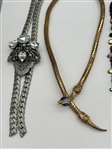 (6) Statement Costume Jewelry Necklaces: Trifari, Enamel, Snake