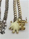 (6) Statement Costume Jewelry Necklaces: Trifari, Enamel, Snake