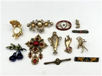 (12) Group of Costume Brooches; Hattie Carnegie, Others
