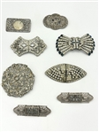(8) Art Deco Duette Rhinestone Brooches