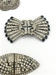 (8) Art Deco Duette Rhinestone Brooches