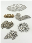(6) Clear Viintage Rhinestone Duette/Brooches