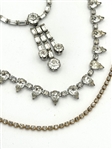 (4) Vintage Clear Multi Strand Rhinestone Necklaces: Kramer of NY, Weiss