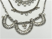(3) Vintage Clear Multi Strand Rhinestone Necklaces: Garne, Weiss