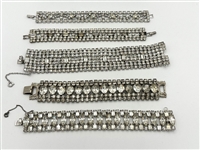 (5) Vintage Clear Rhinestone Multi Strand Bracelets