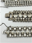(5) Vintage Clear Rhinestone Multi Strand Bracelets