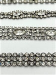 (7) Vintage Swirl Multi Strand Rhinestone Bracelets